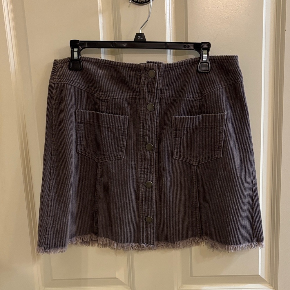 Mittoshop Charcoal Corduroy Mini Skirt